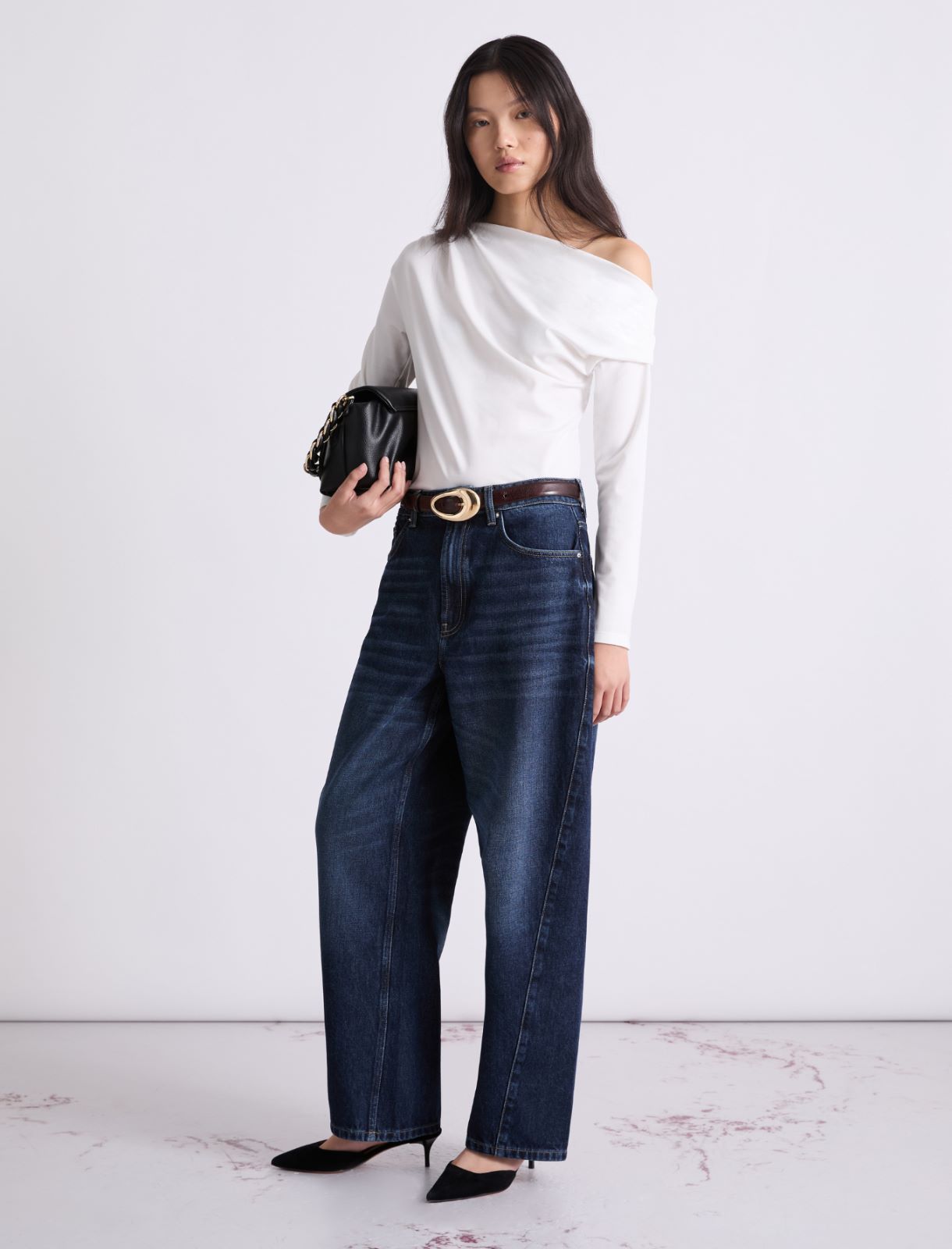 T-shirt à encolure asymétrique - BLANC - Marella - 2