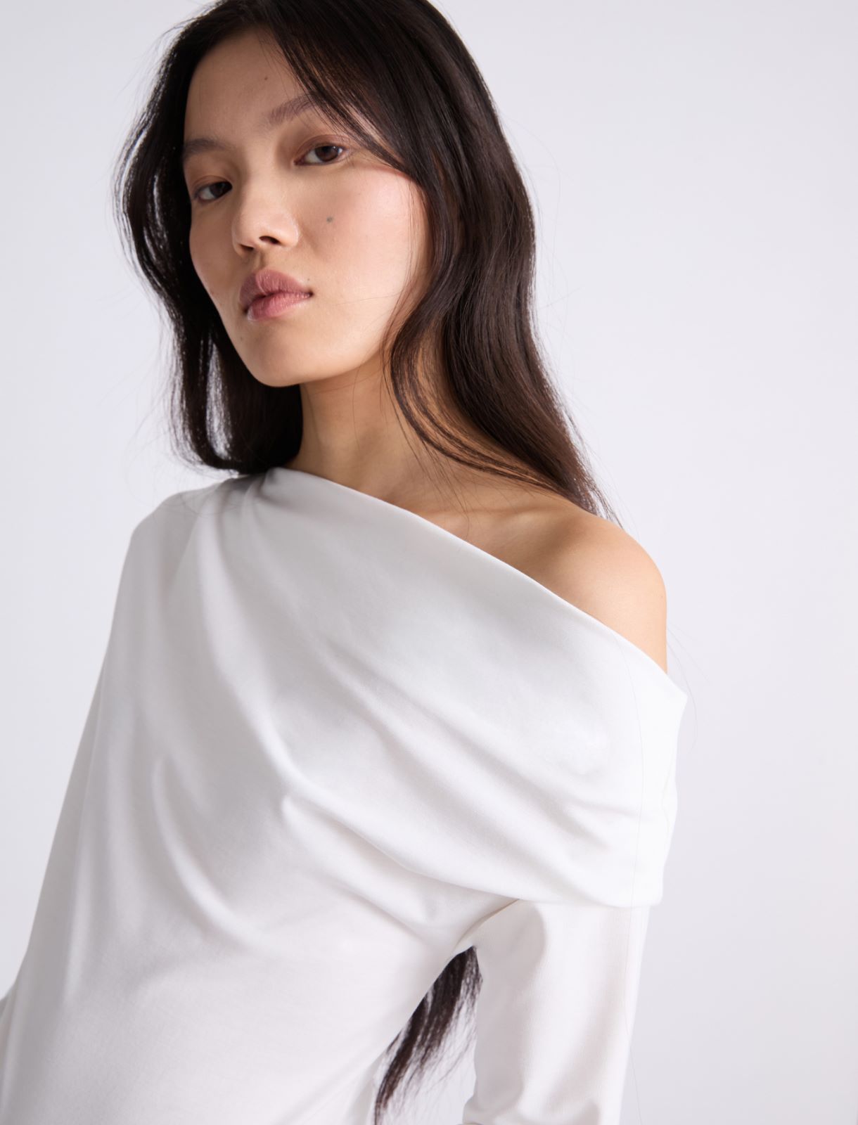 T-shirt à encolure asymétrique - BLANC - Marella - 5