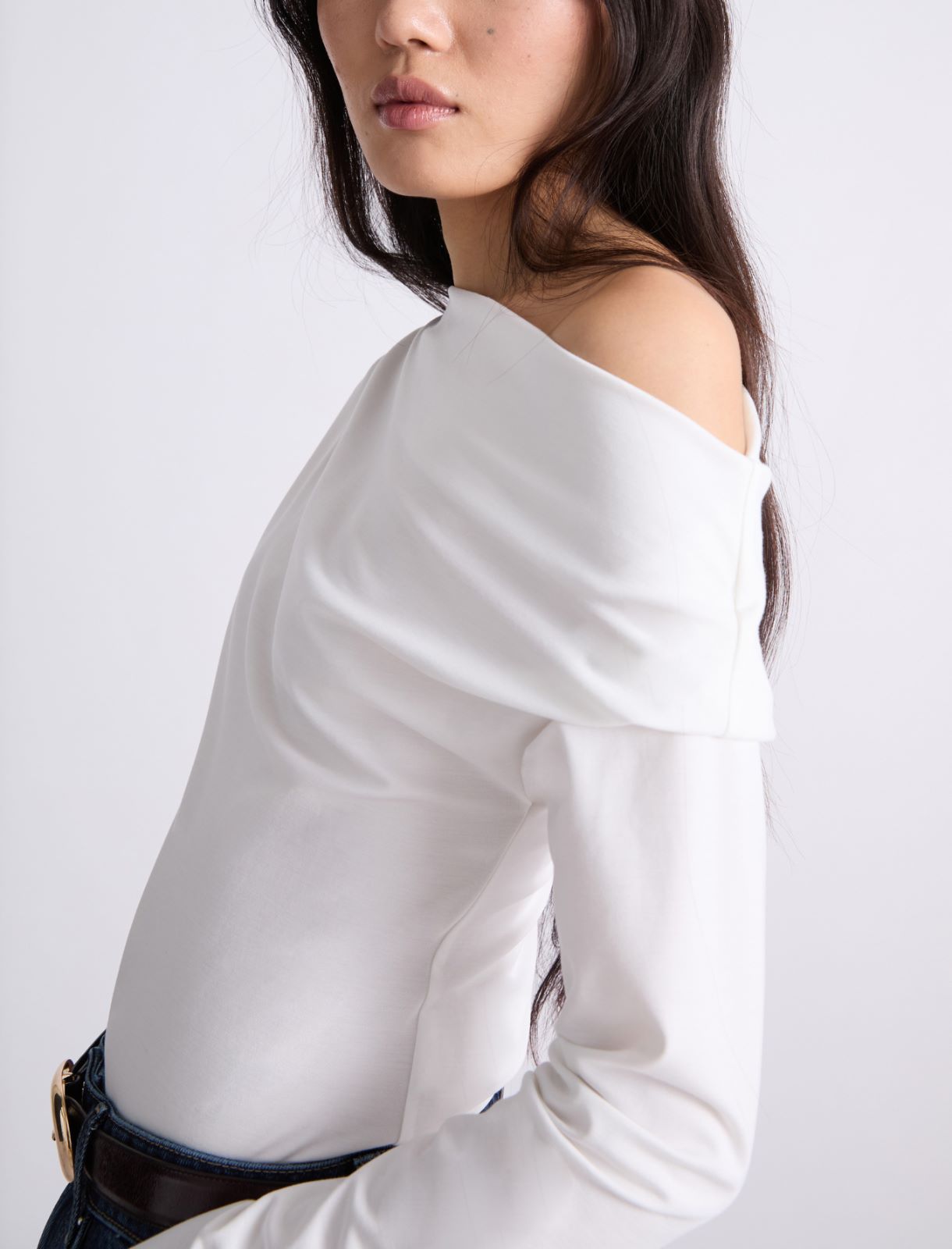 T-shirt à encolure asymétrique - BLANC - Marella - 6