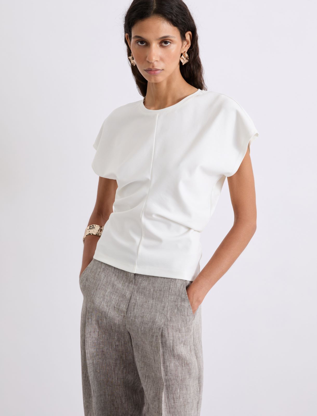 Milano-knit jersey T-shirt - WHITE - Marella - 4