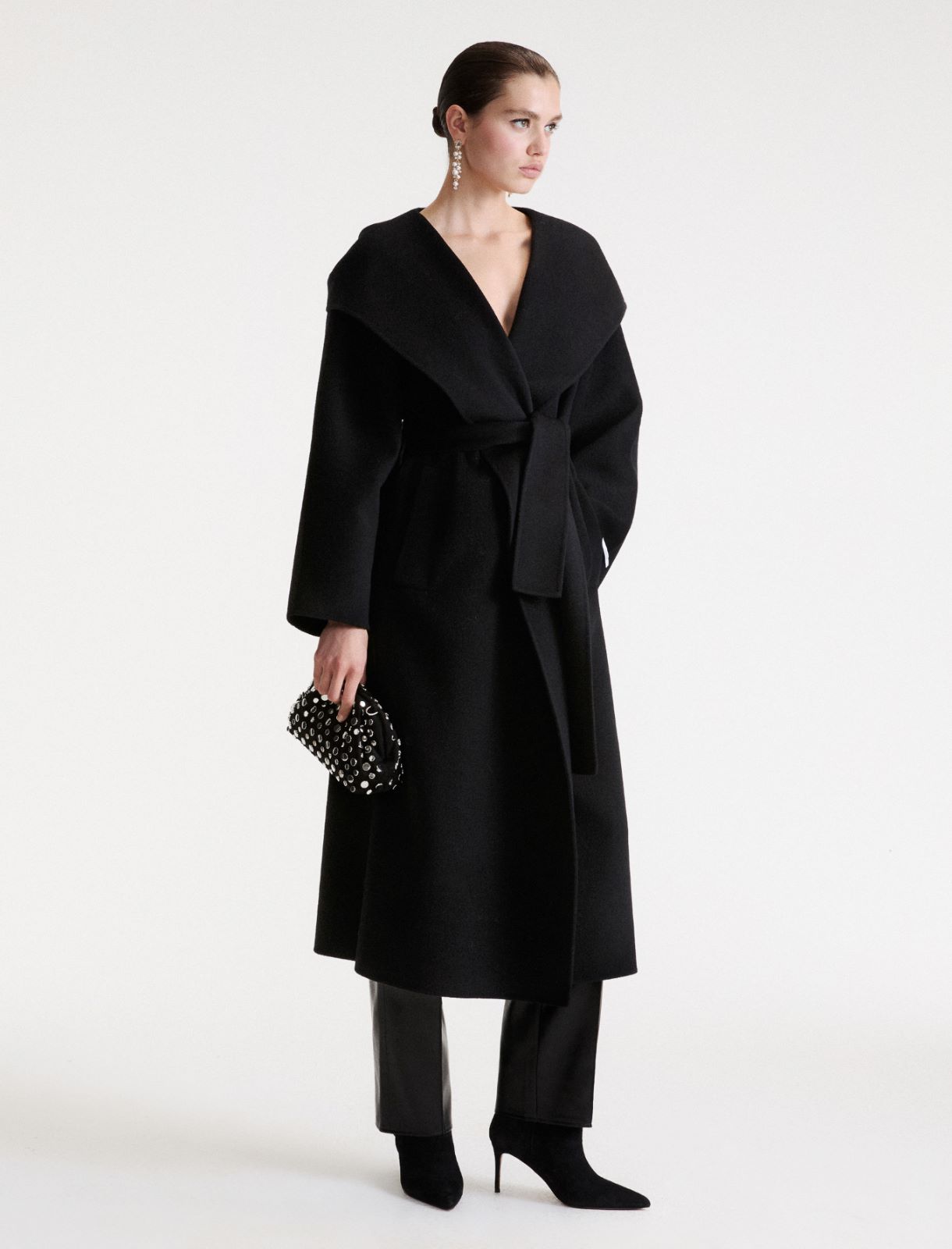Manteau kimono en pure laine - NOIR - Marella - 2