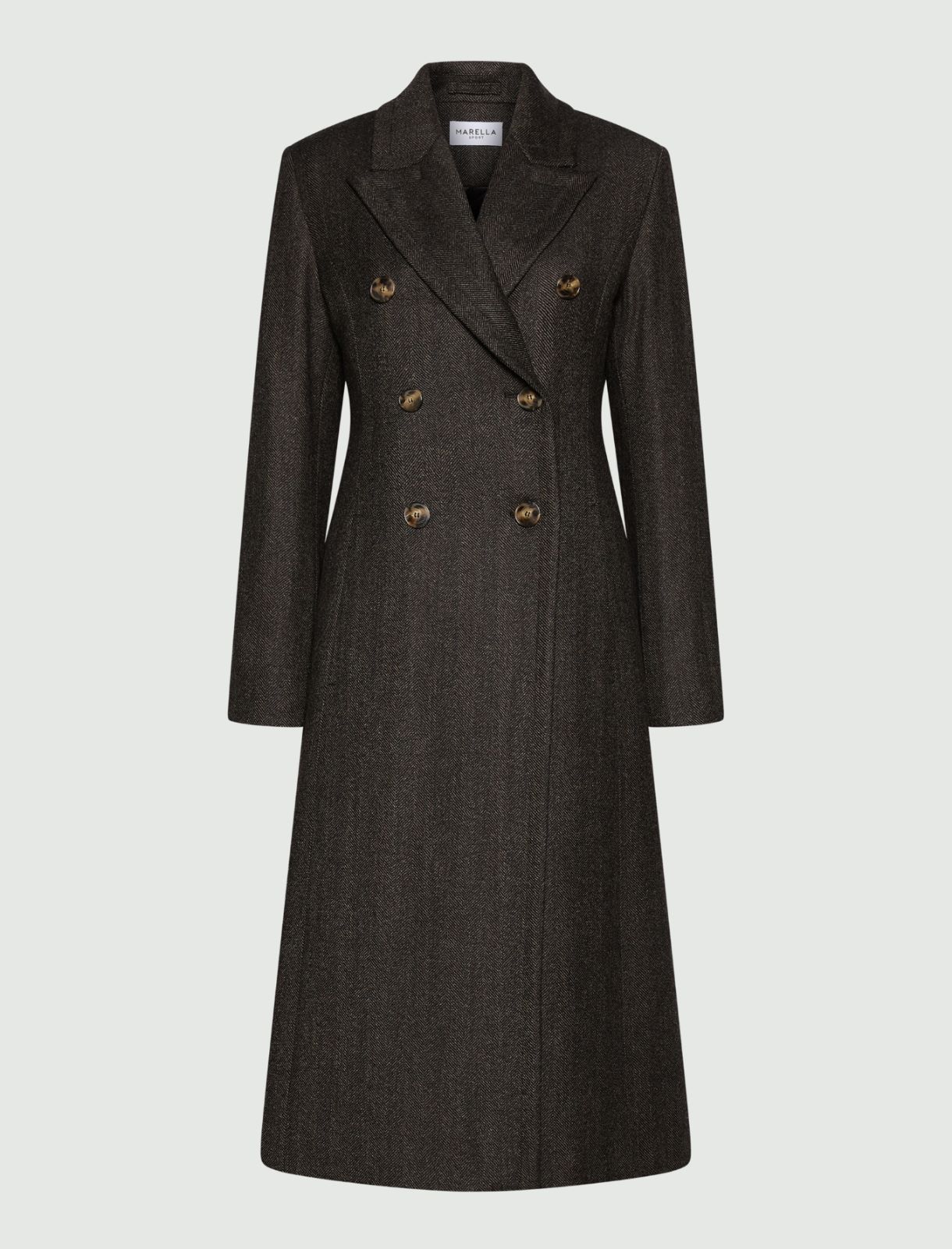 Double-breasted mouliné coat - BROWN - Marella