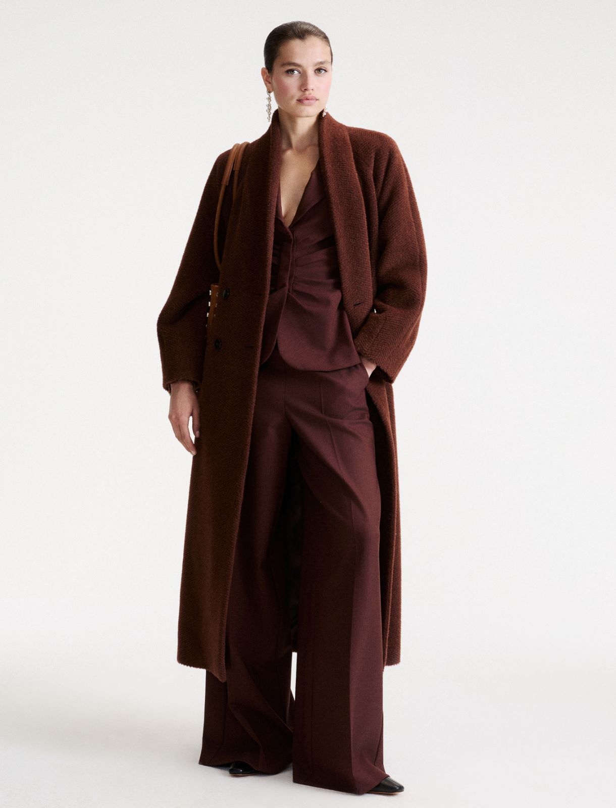 Chevron wool and alpaca coat - BROWN - Marella - 2
