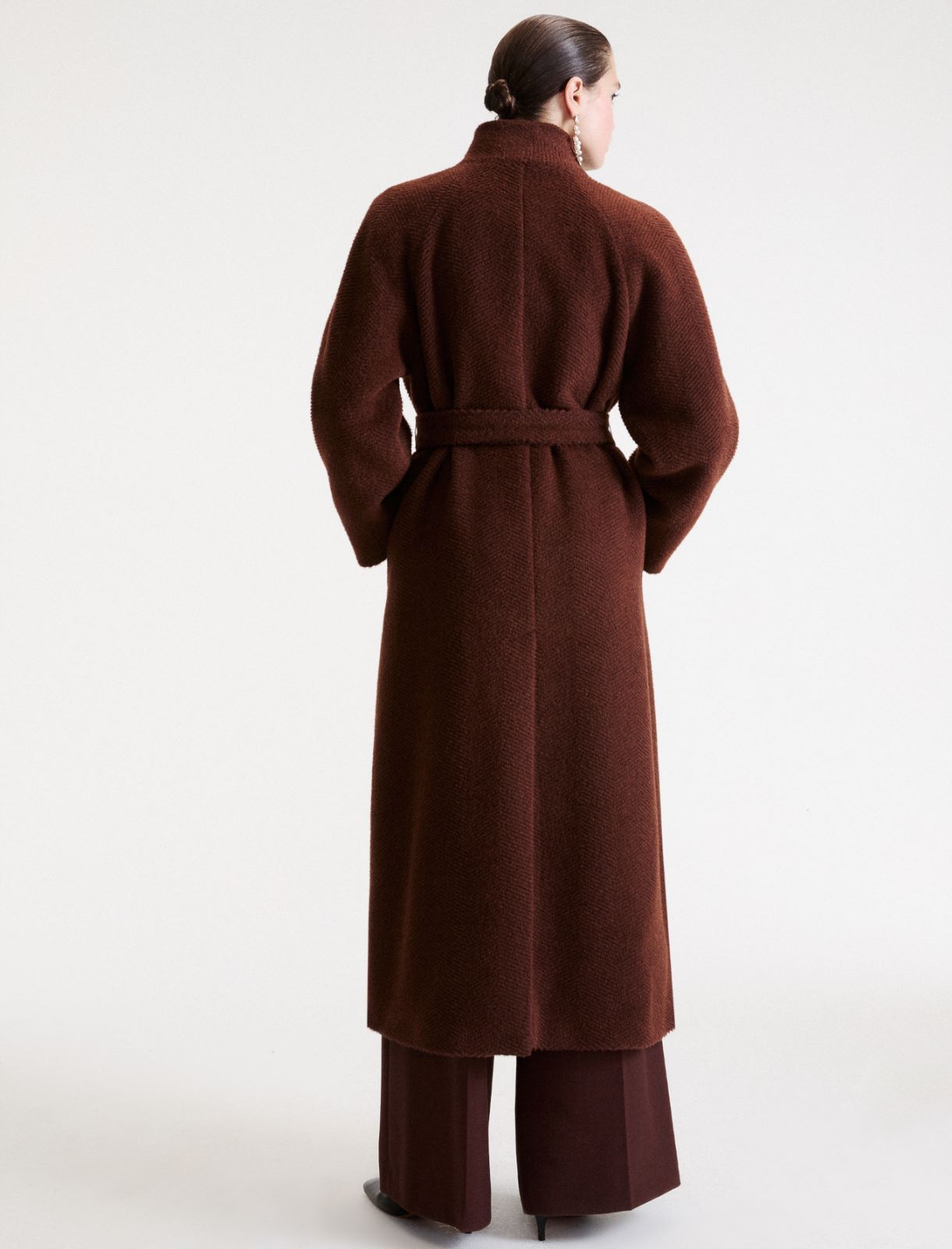 Chevron wool and alpaca coat - BROWN - Marella - 3