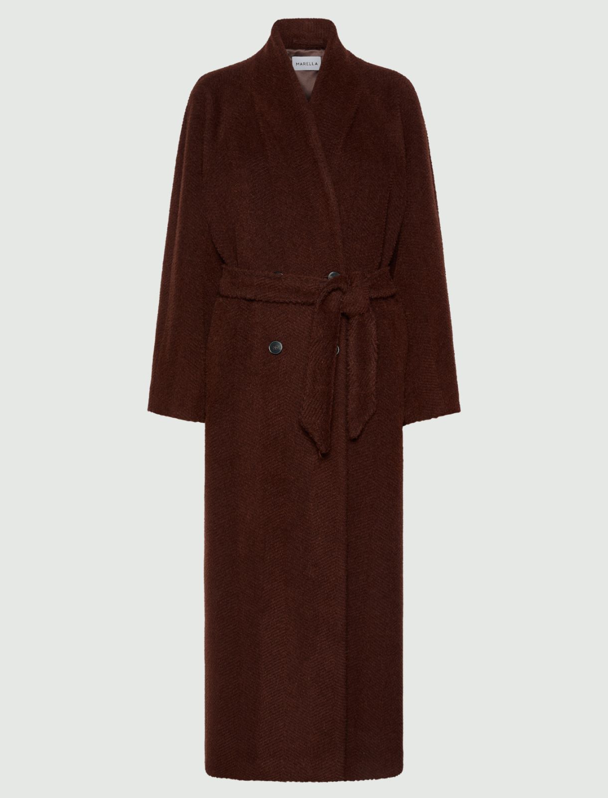 Chevron wool and alpaca coat - BROWN - Marella