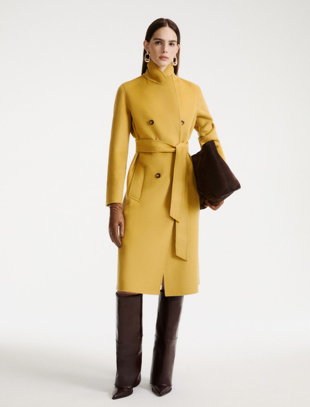 Double-sided pure wool coat - MUSTARD - Marella - 2