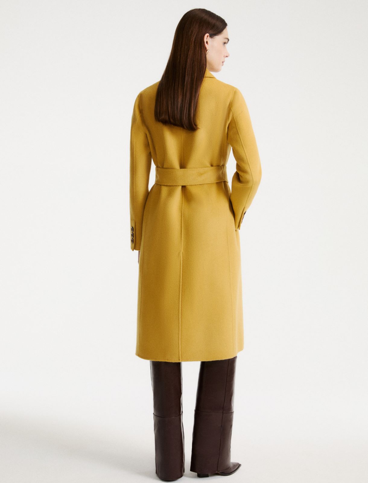 Double-sided pure wool coat - MUSTARD - Marella - 3