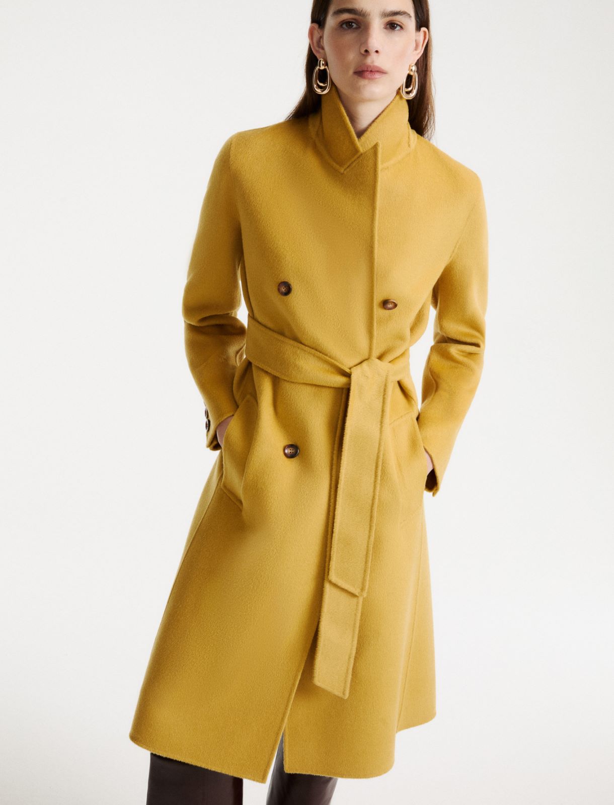 Double-sided pure wool coat - MUSTARD - Marella - 4