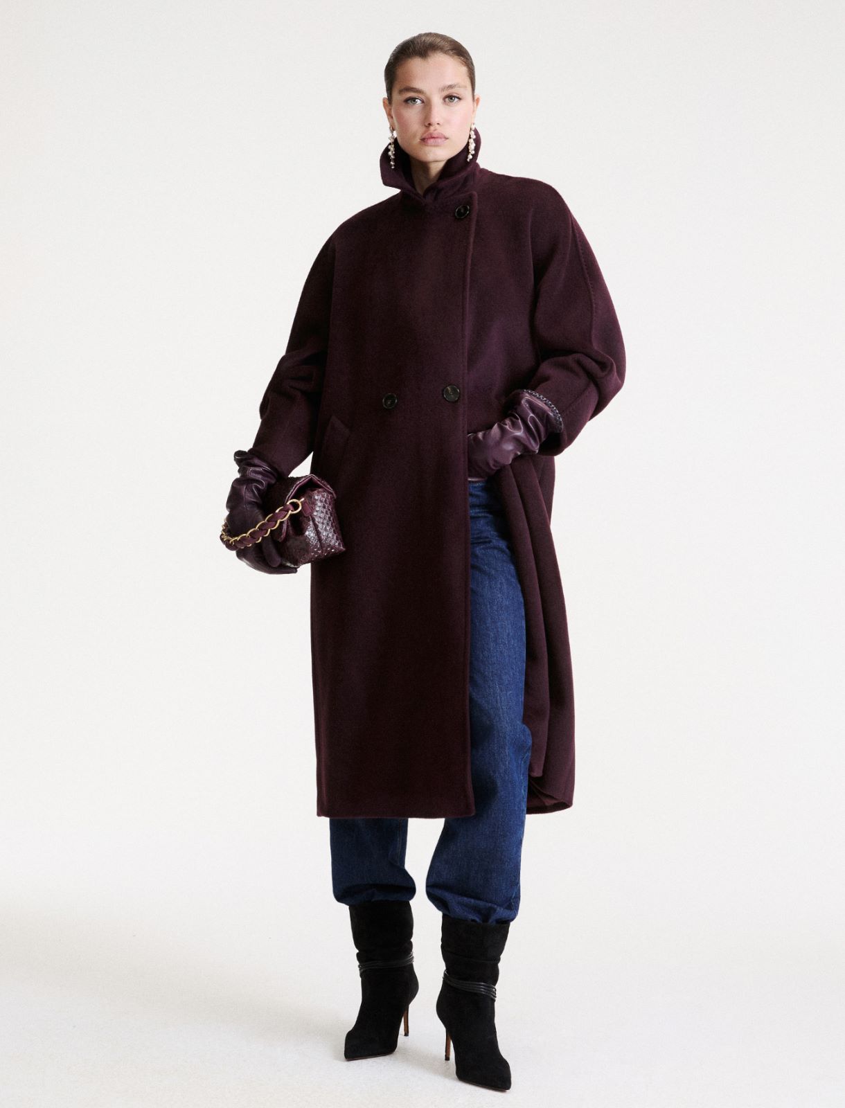 Double-breasted pure wool coat - AUBERGINE - Marella - 2