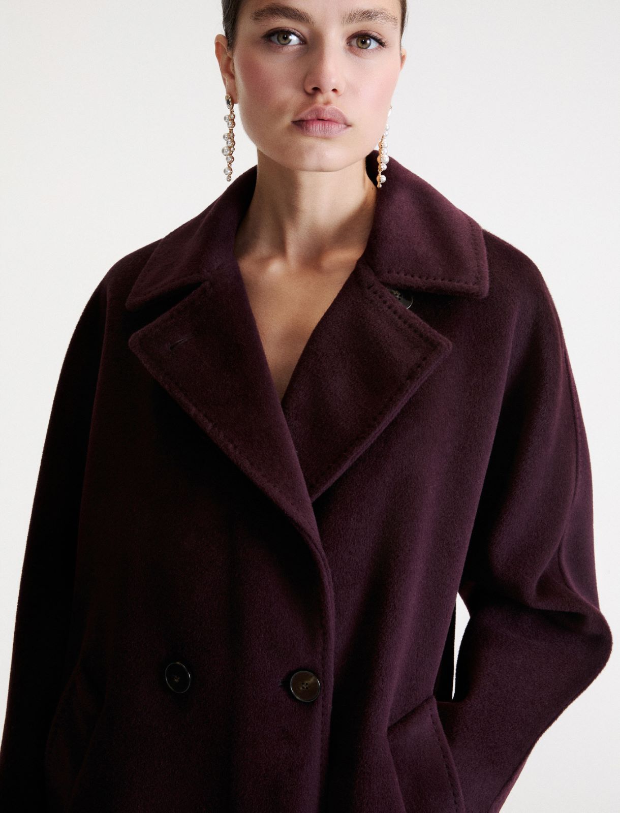 Double-breasted pure wool coat - AUBERGINE - Marella - 5