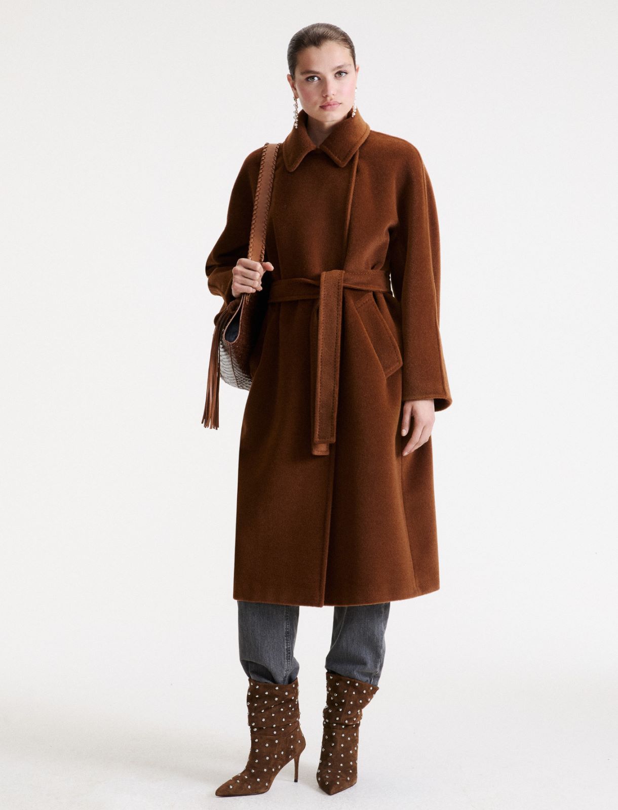 Manteau à double boutonnage en pure laine - CARAMEL - Marella - 2