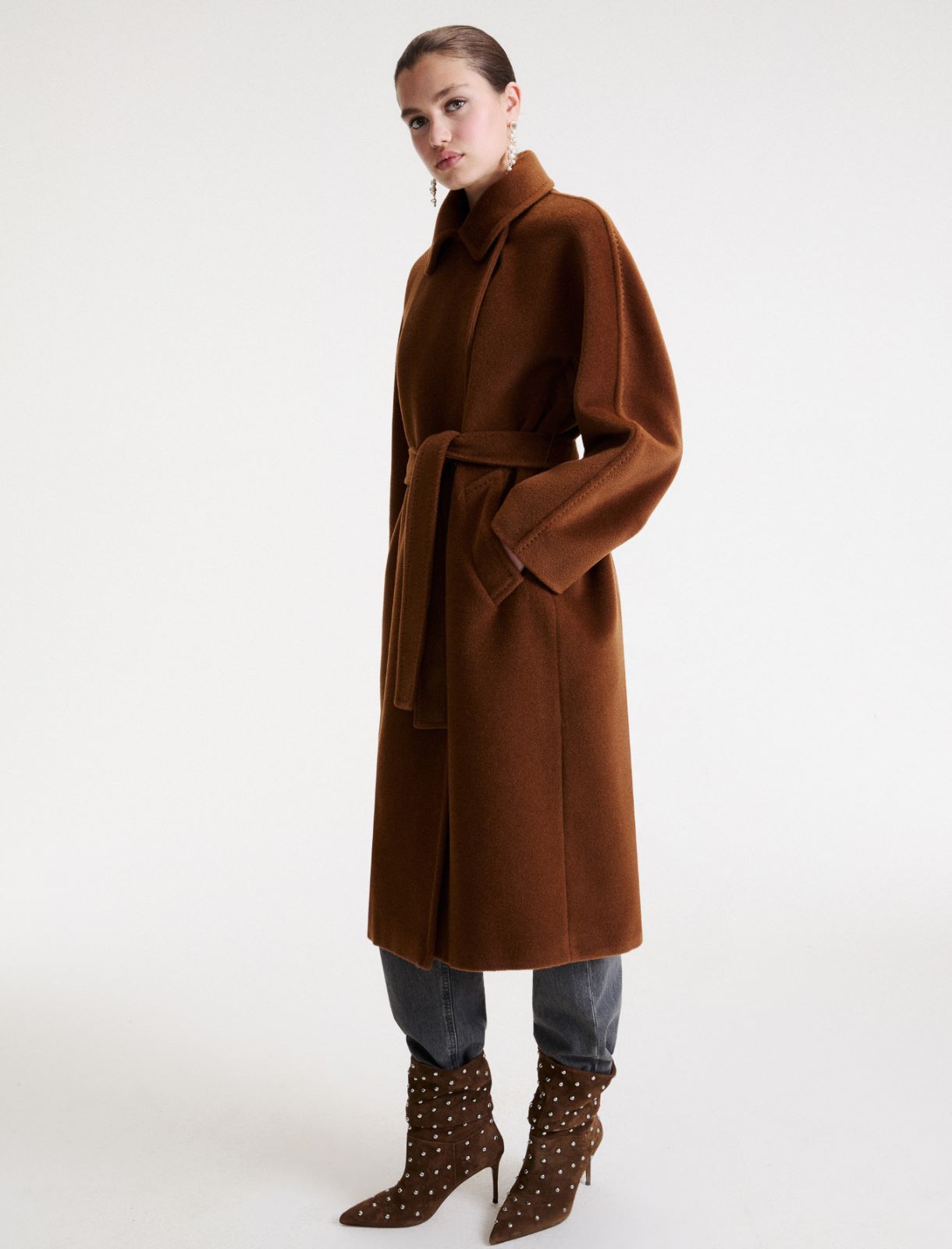 Manteau à double boutonnage en pure laine - CARAMEL - Marella - 6