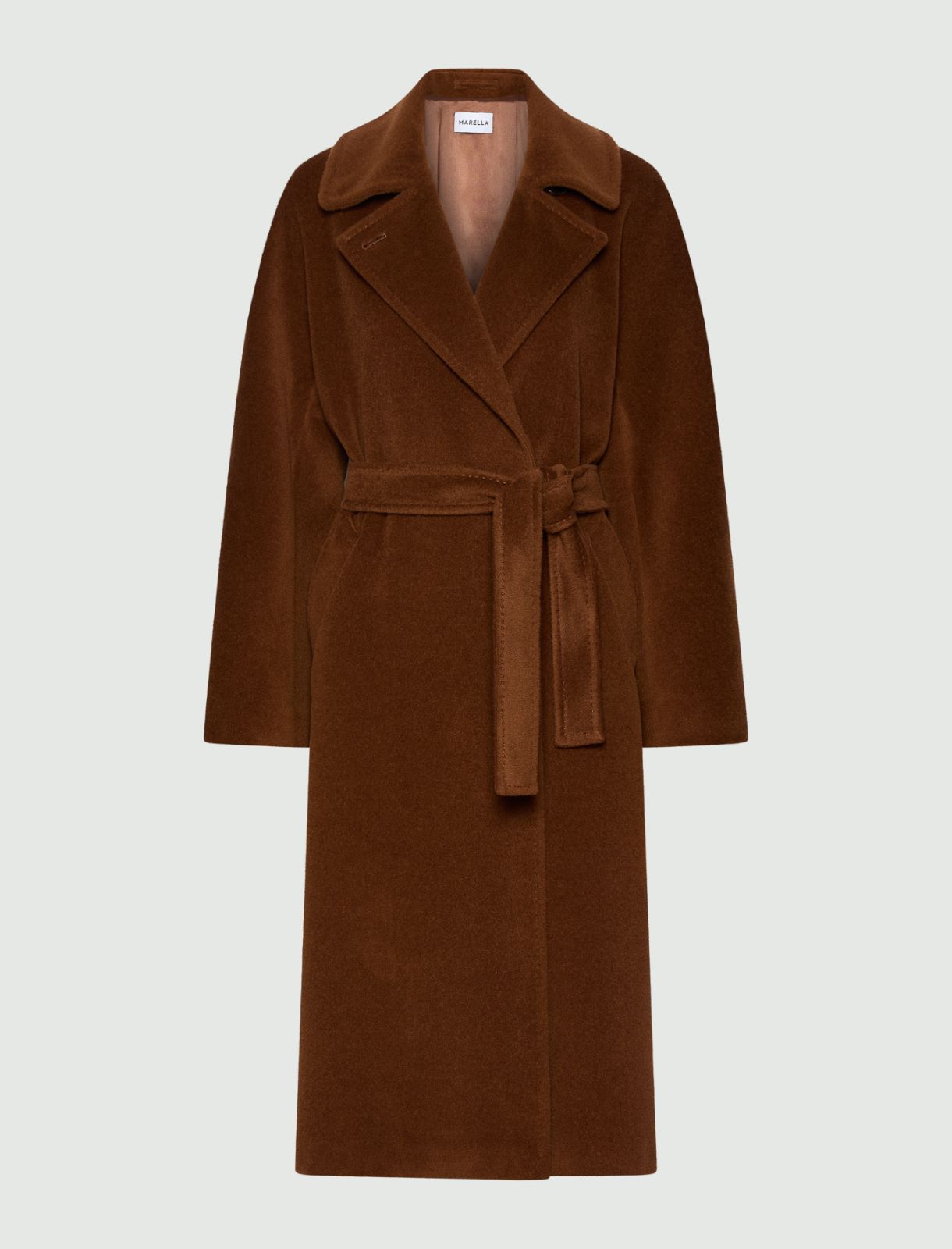 Manteau à double boutonnage en pure laine - CARAMEL - Marella