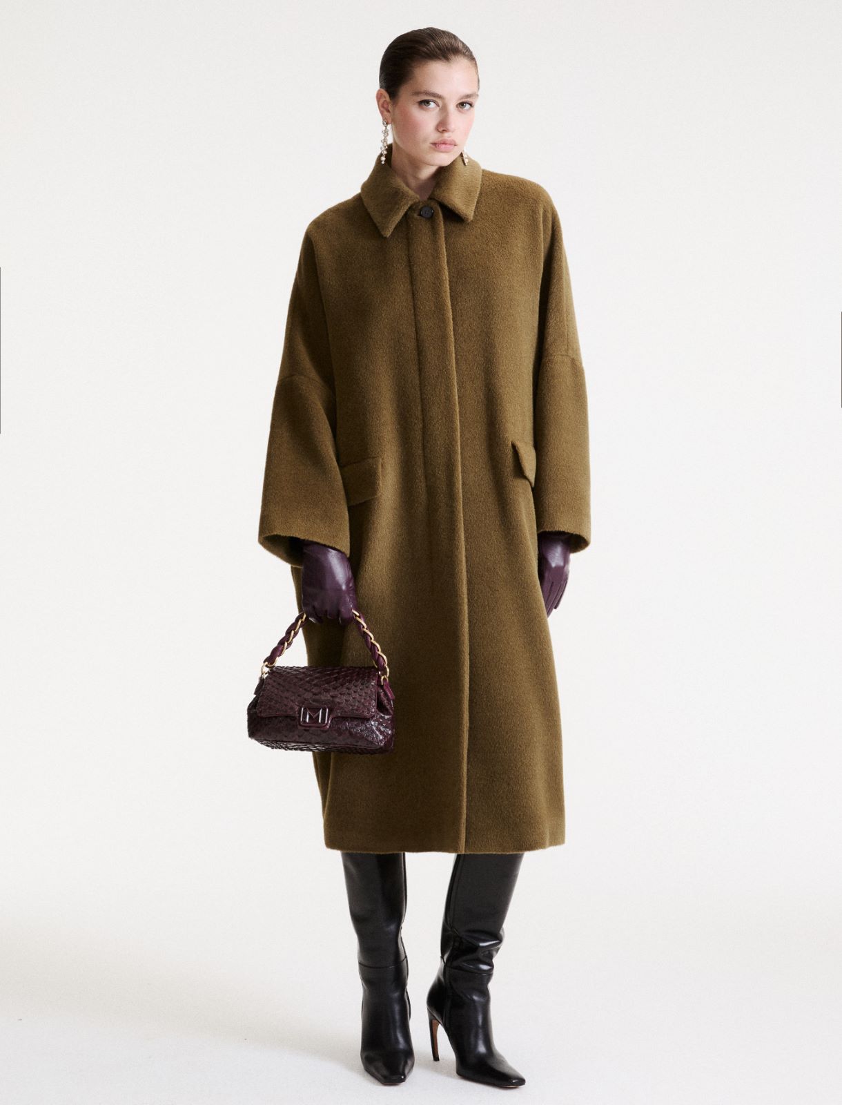Manteau surdimensionné en alpaga - KAKI - Marella - 2