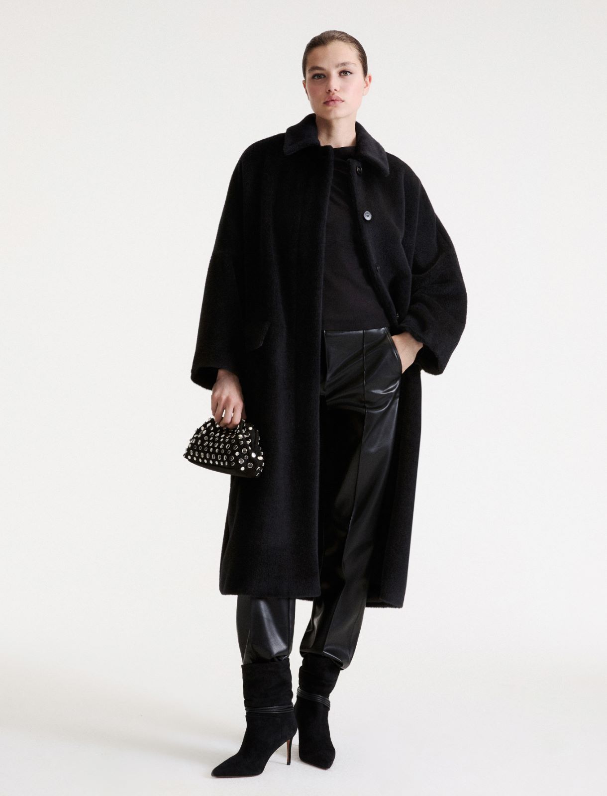 Oversize-Mantel aus Alpaka - SCHWARZ - Marella - 2