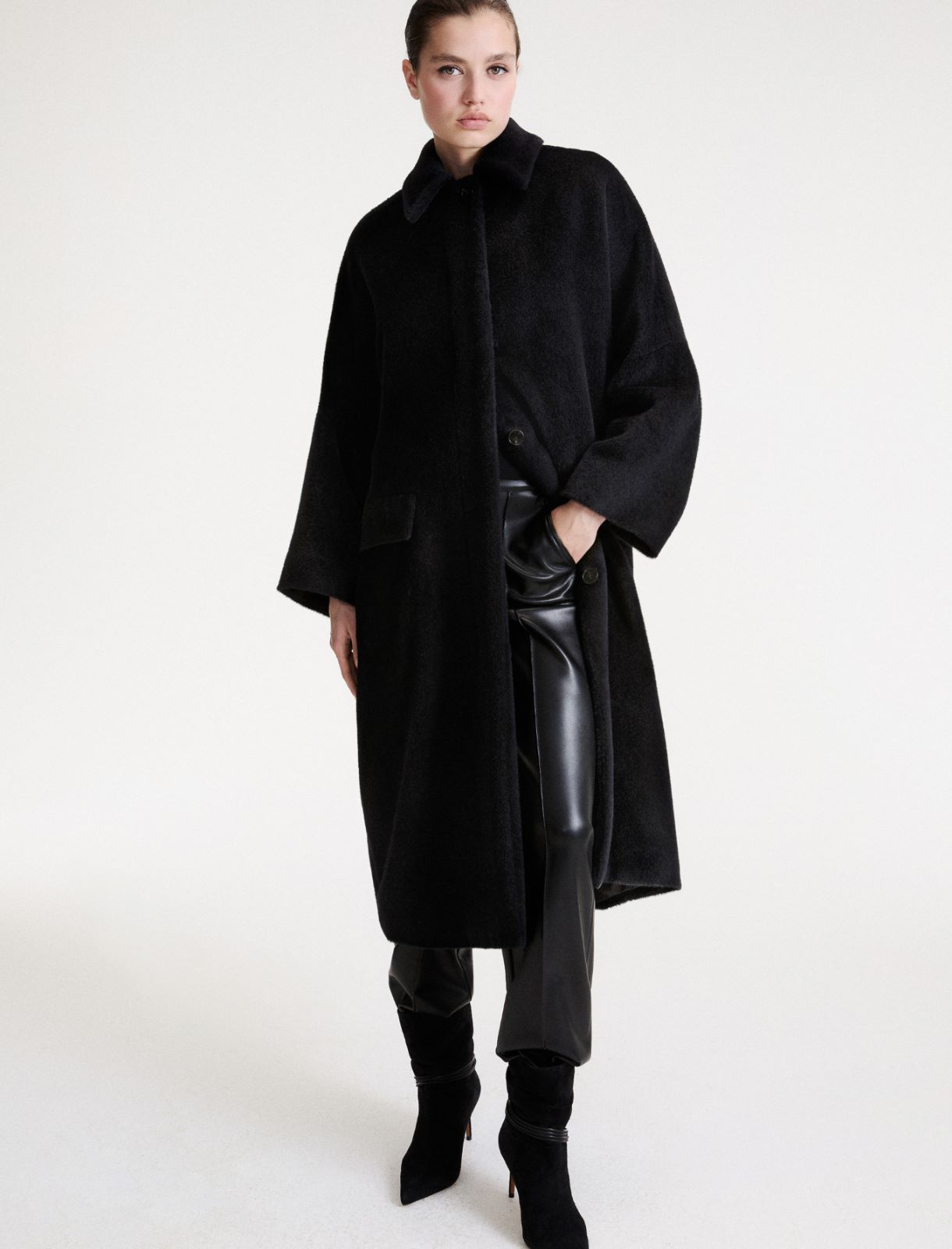 Oversize-Mantel aus Alpaka - SCHWARZ - Marella - 4