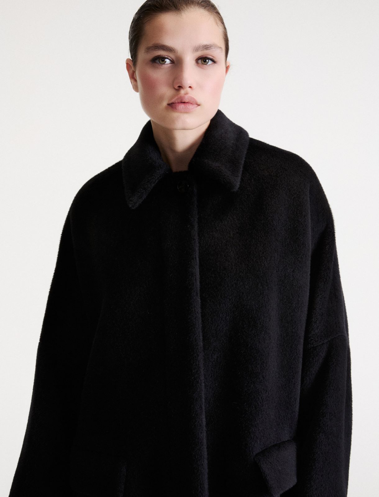 Oversize-Mantel aus Alpaka - SCHWARZ - Marella - 5