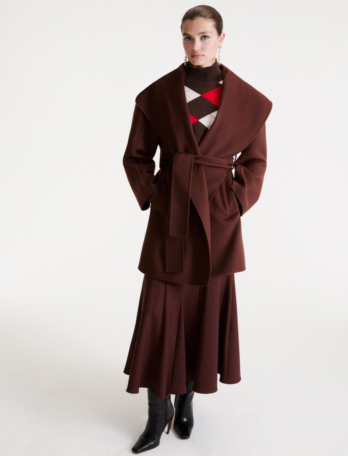 Pure wool double-sided fabric coat - BROWN - Marella - 2