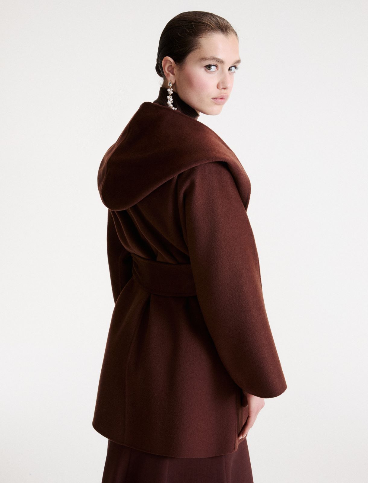 Pure wool double-sided fabric coat - BROWN - Marella - 3