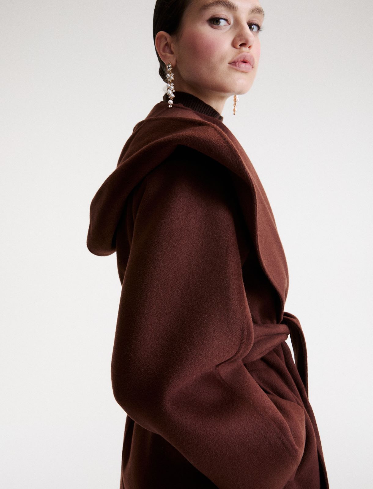 Pure wool double-sided fabric coat - BROWN - Marella - 5