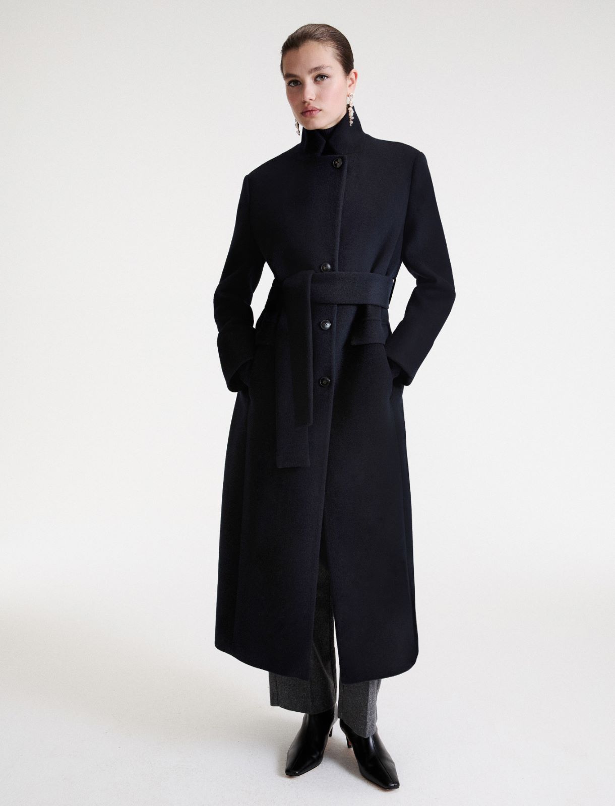 Pure wool single-breasted coat - NAVY - Marella - 4