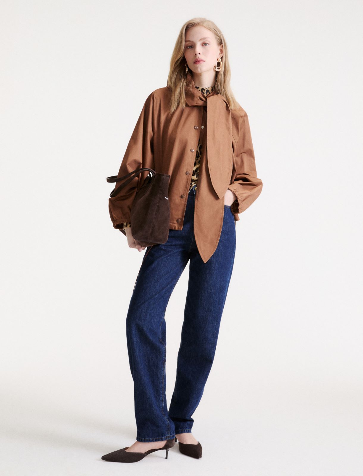 Short water-repellent cotton-blend trench coat - TOBACCO BROWN - Marella - 2
