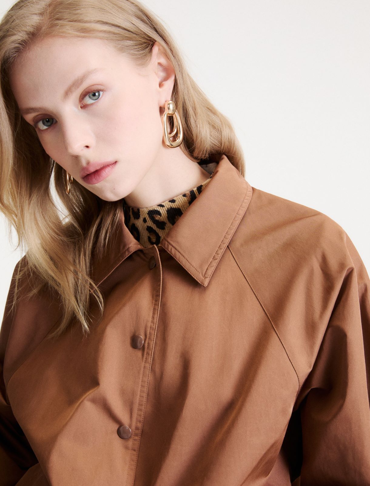 Short water-repellent cotton-blend trench coat - TOBACCO BROWN - Marella - 5