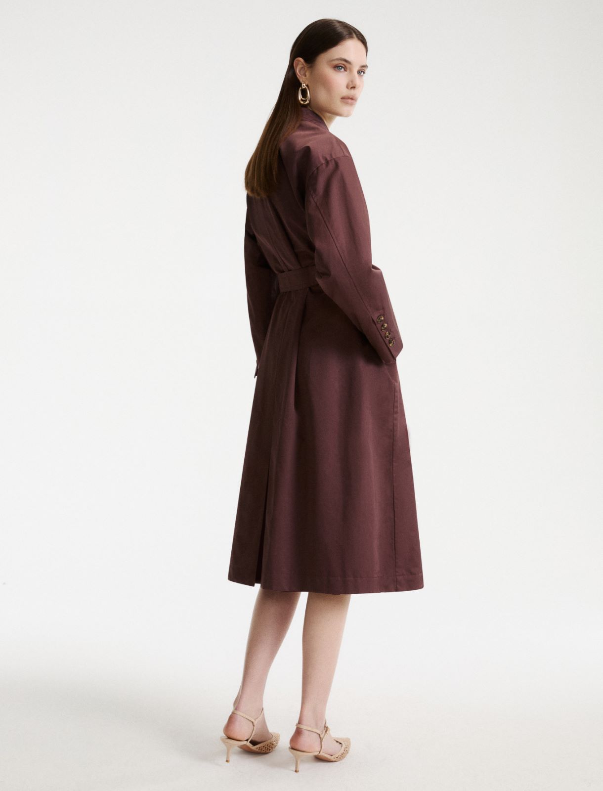 Water-repellent twill trench coat - BORDEAUX - Marella - 3
