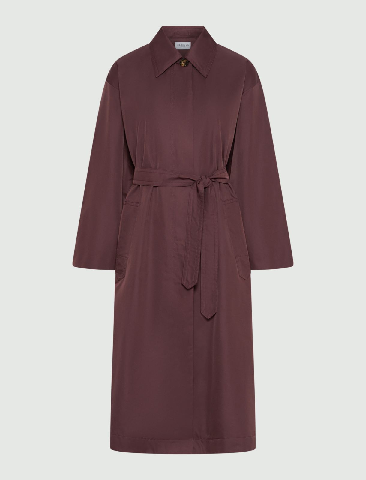 Water-repellent twill trench coat - BORDEAUX - Marella