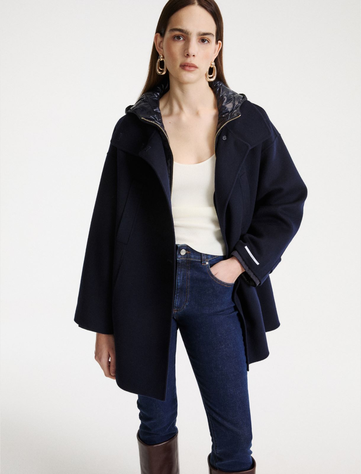 Caban et cape en double de laine - BLEU NUIT - Marella - 4