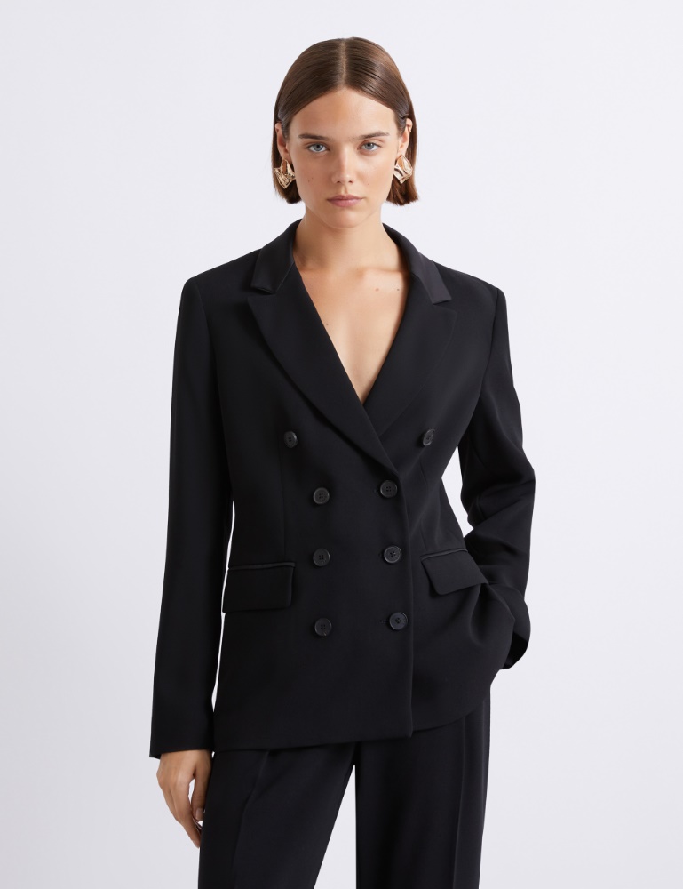 Double-breasted envers satin blazer - Marella