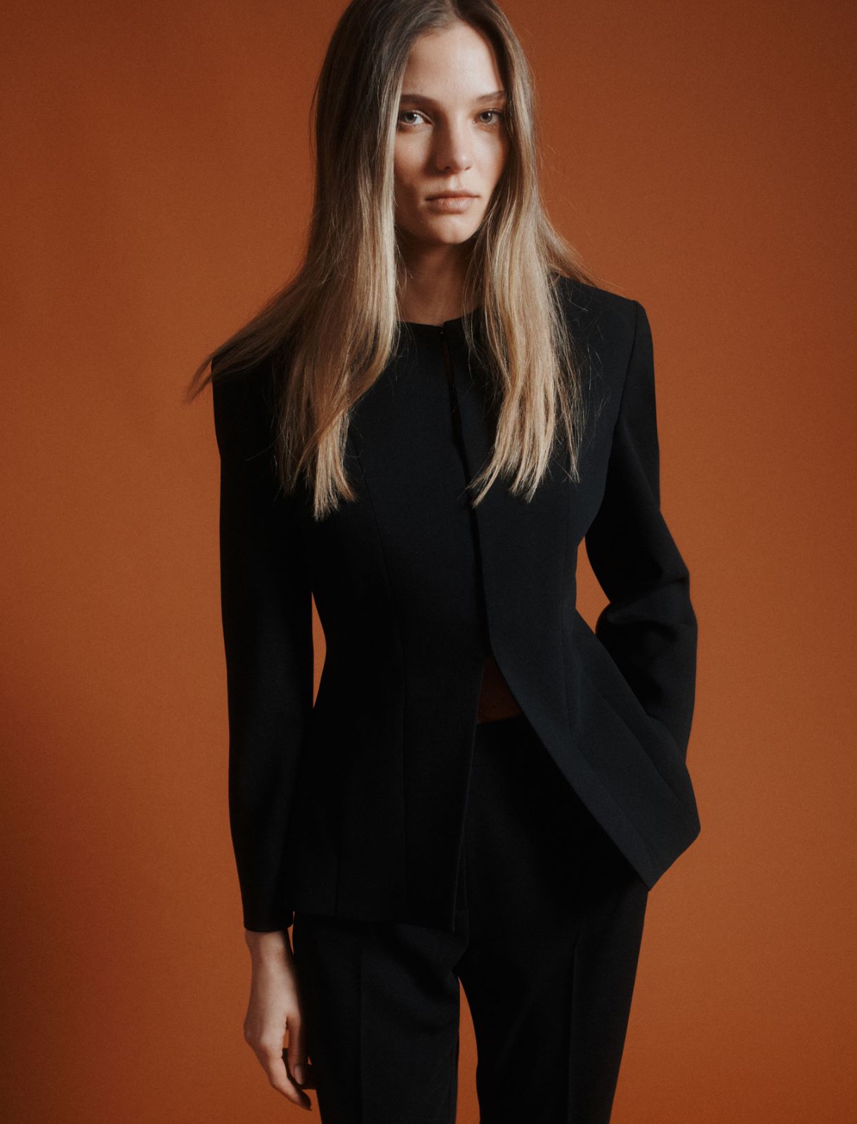 Crew-neck jacket in envers satin - BLACK - Marella - 4