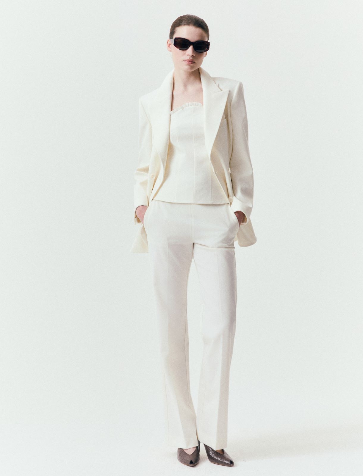 Mini-Ruffle Trim Blazer - IVORY - Marella - 2