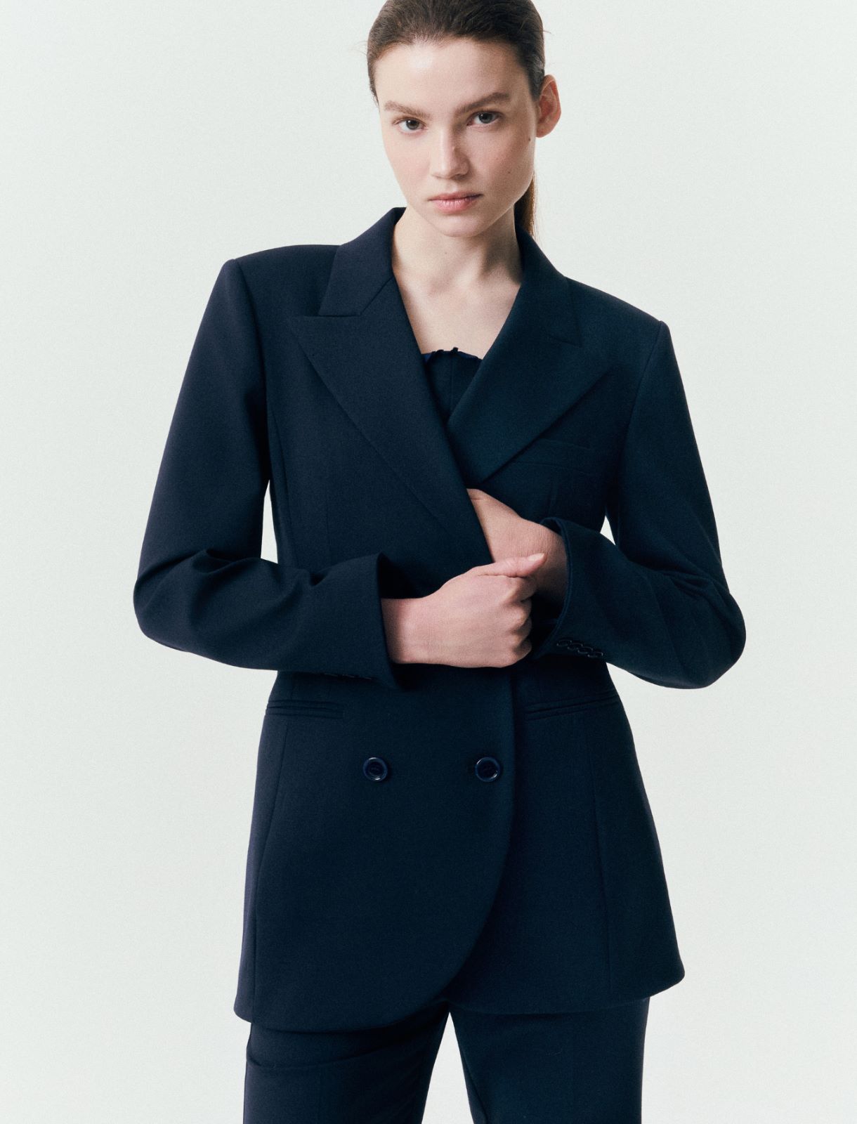 Mini-Ruffle Trim Blazer - NAVY - Marella - 4