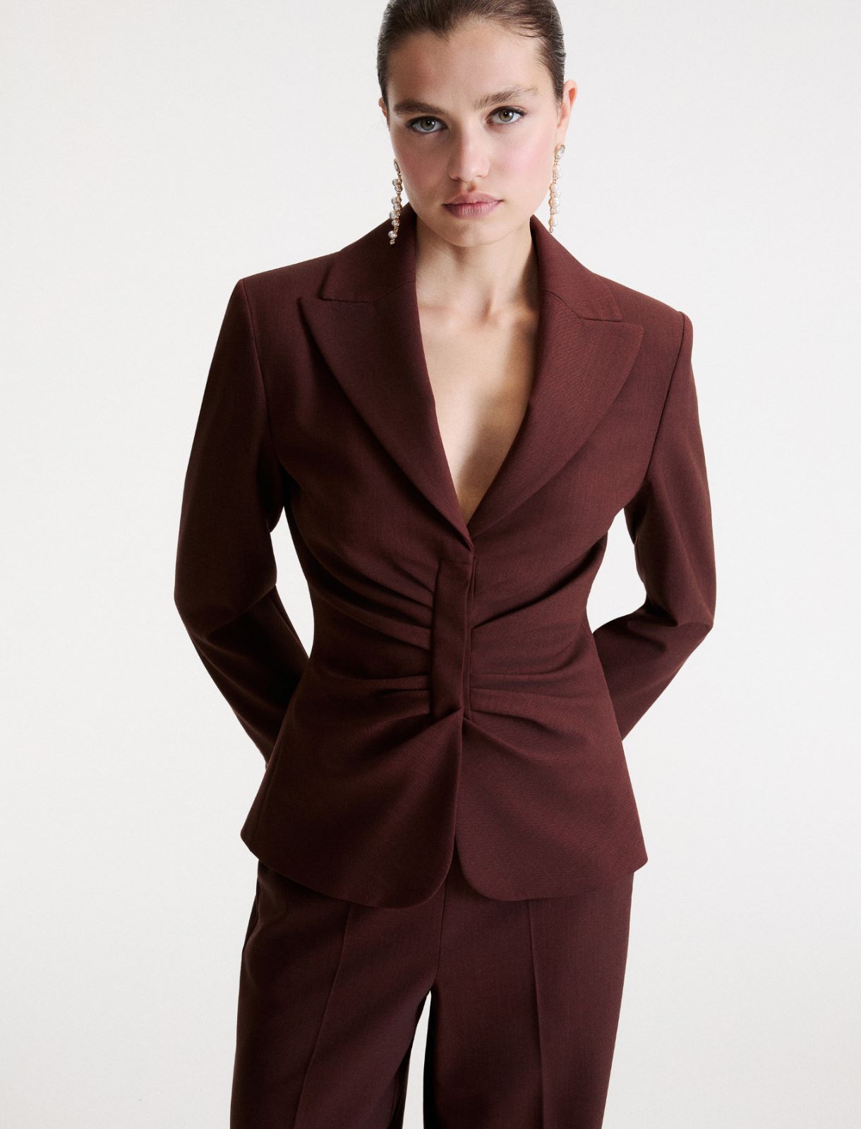 Stretch twill jacket - BROWN - Marella - 4