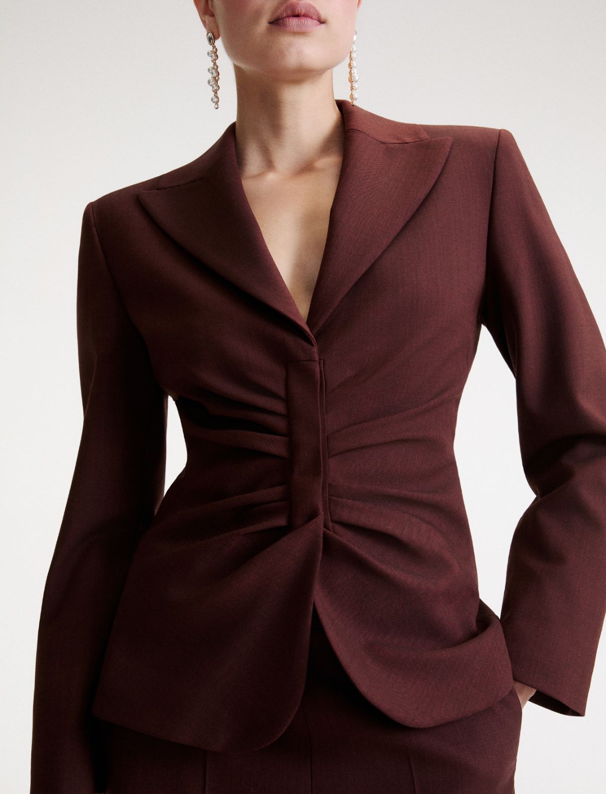 Stretch twill jacket - BROWN - Marella - 5