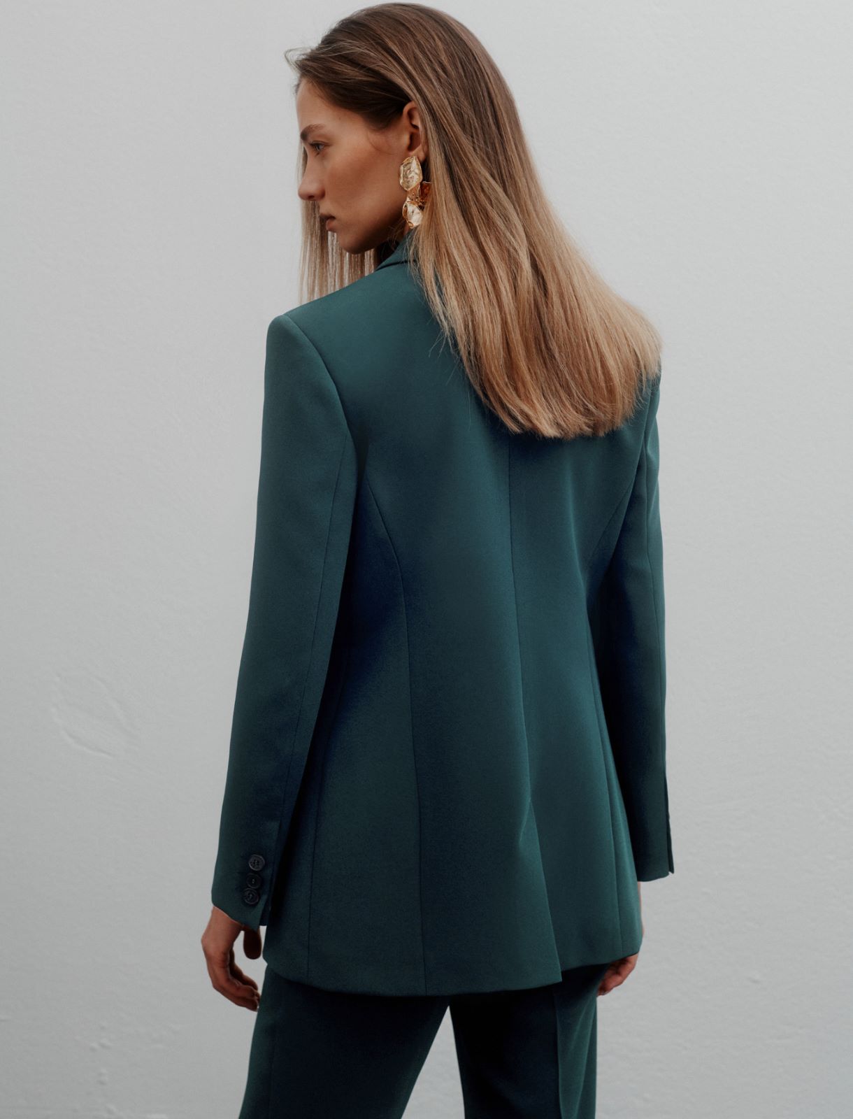 Doppelreihiger Blazer aus Envers-Satin - PFAUENBLAU - Marella - 3