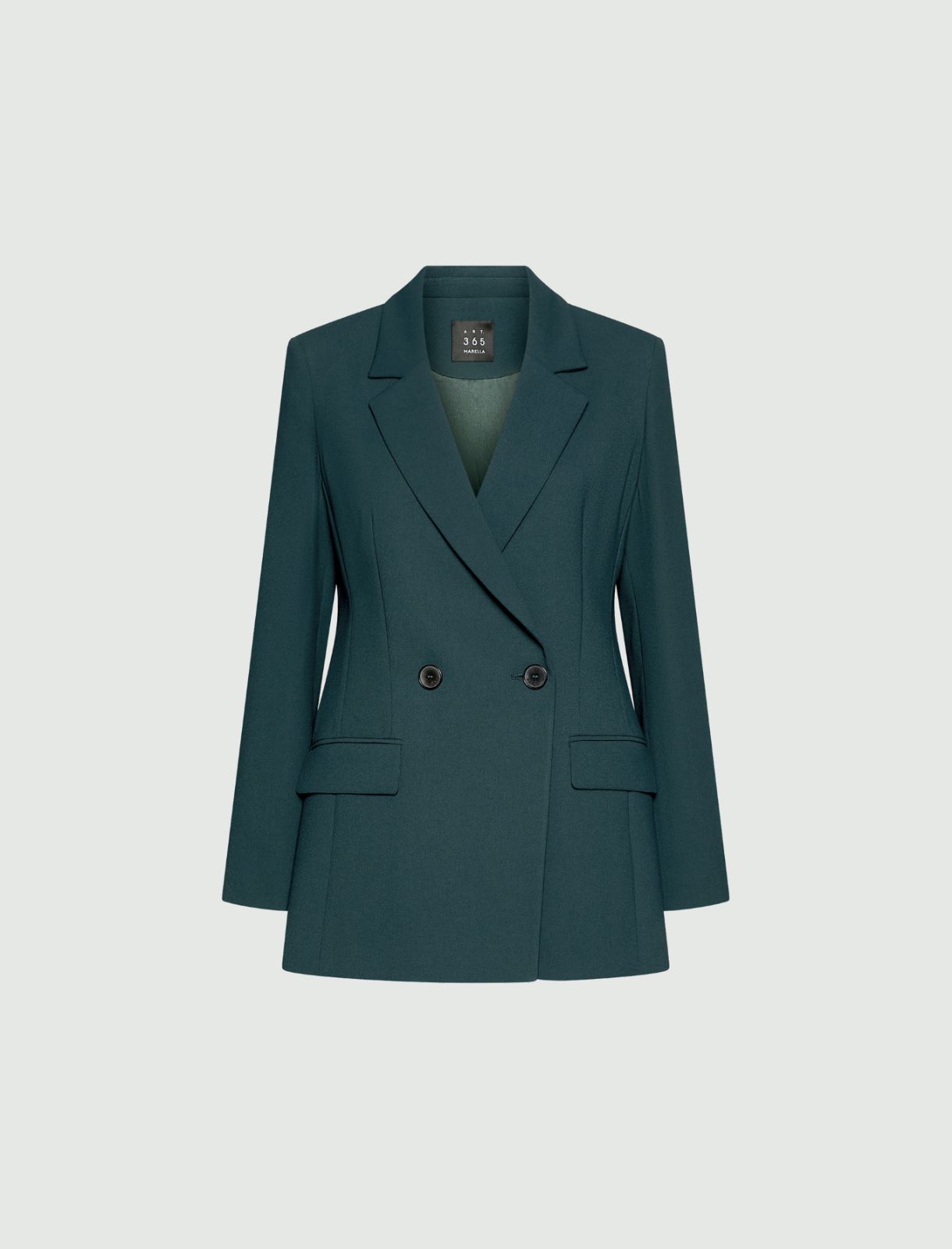 Doppelreihiger Blazer aus Envers-Satin - PFAUENBLAU - Marella