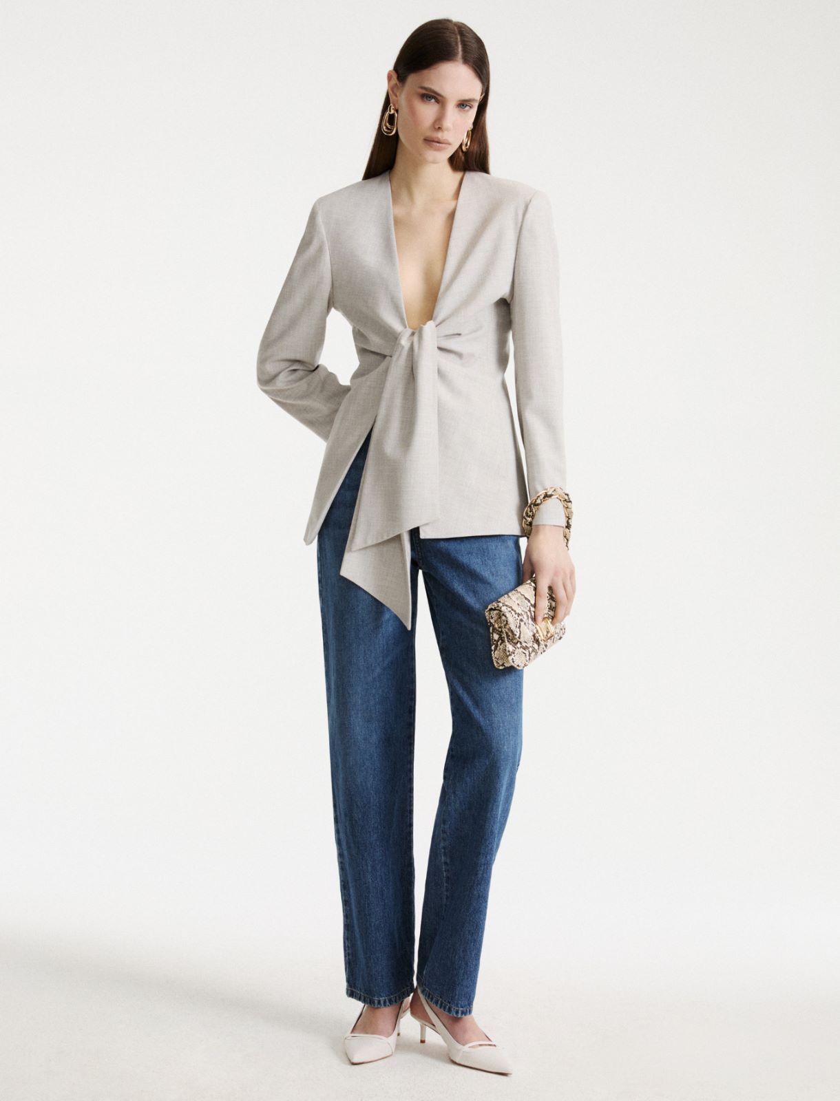 Knotted blazer - LIGHT GREY - Marella - 2