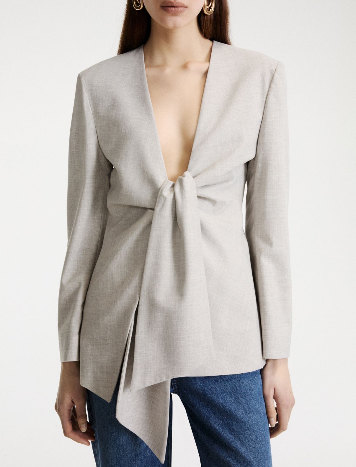 Knotted blazer - LIGHT GREY - Marella - 5