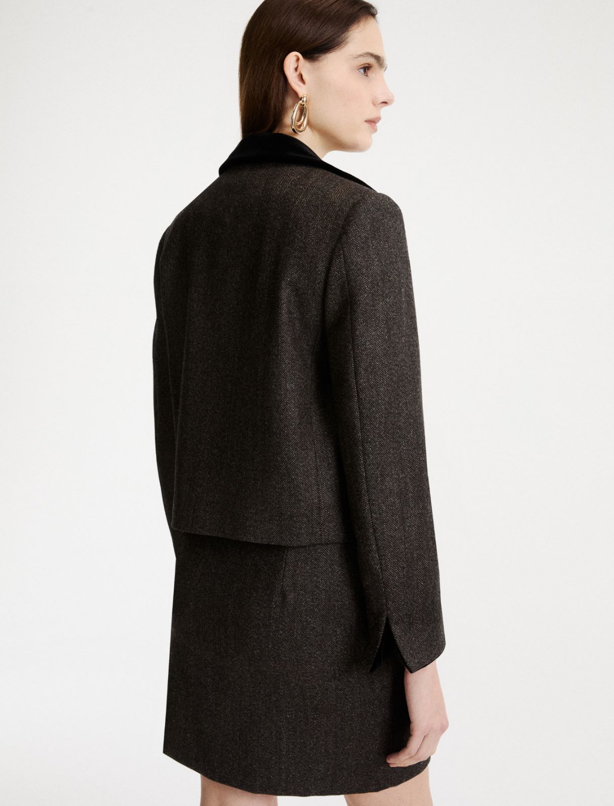 Blazer aperto con dettagli in velluto - MARRONE - Marella - 3