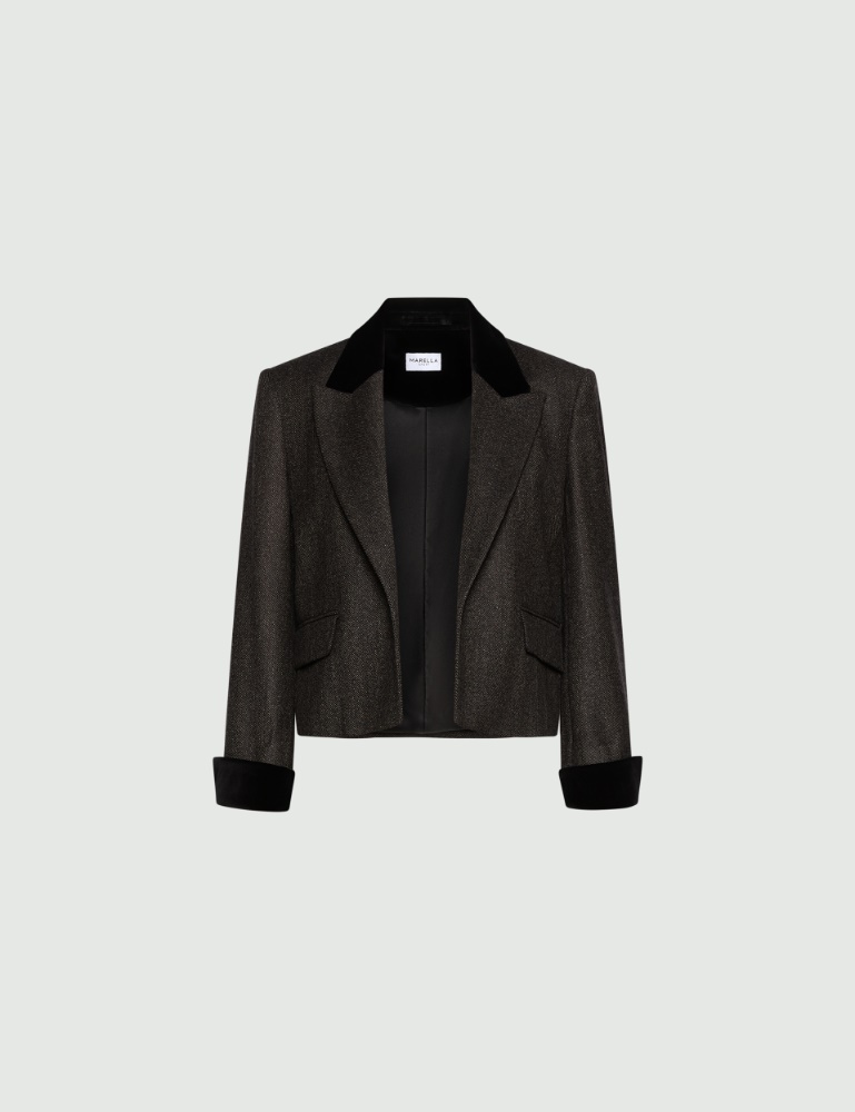Open-front velvet-detailed blazer - Marella