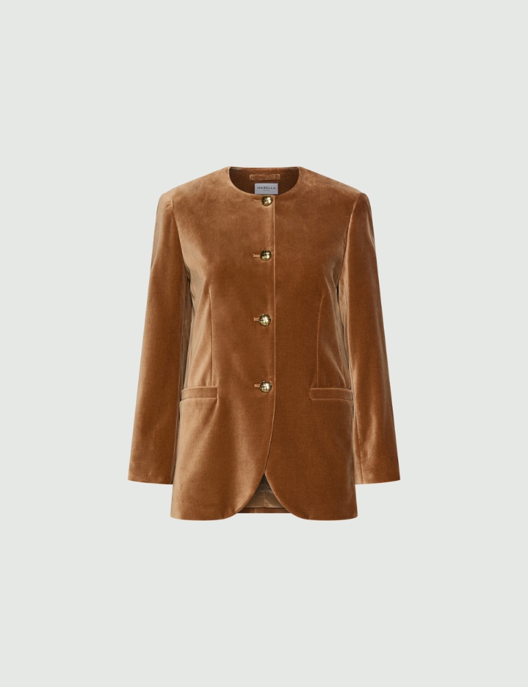 Straight-fit stretch velvet blazer - Marella