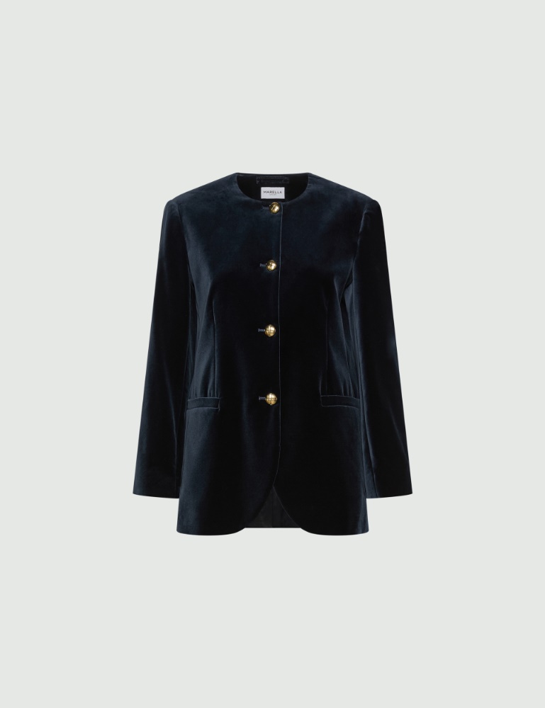 Straight-fit stretch velvet blazer - Marella
