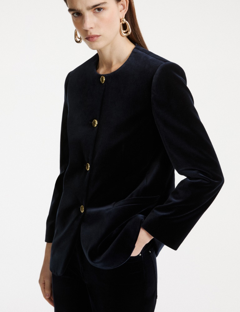 Straight-fit stretch velvet blazer - Marella