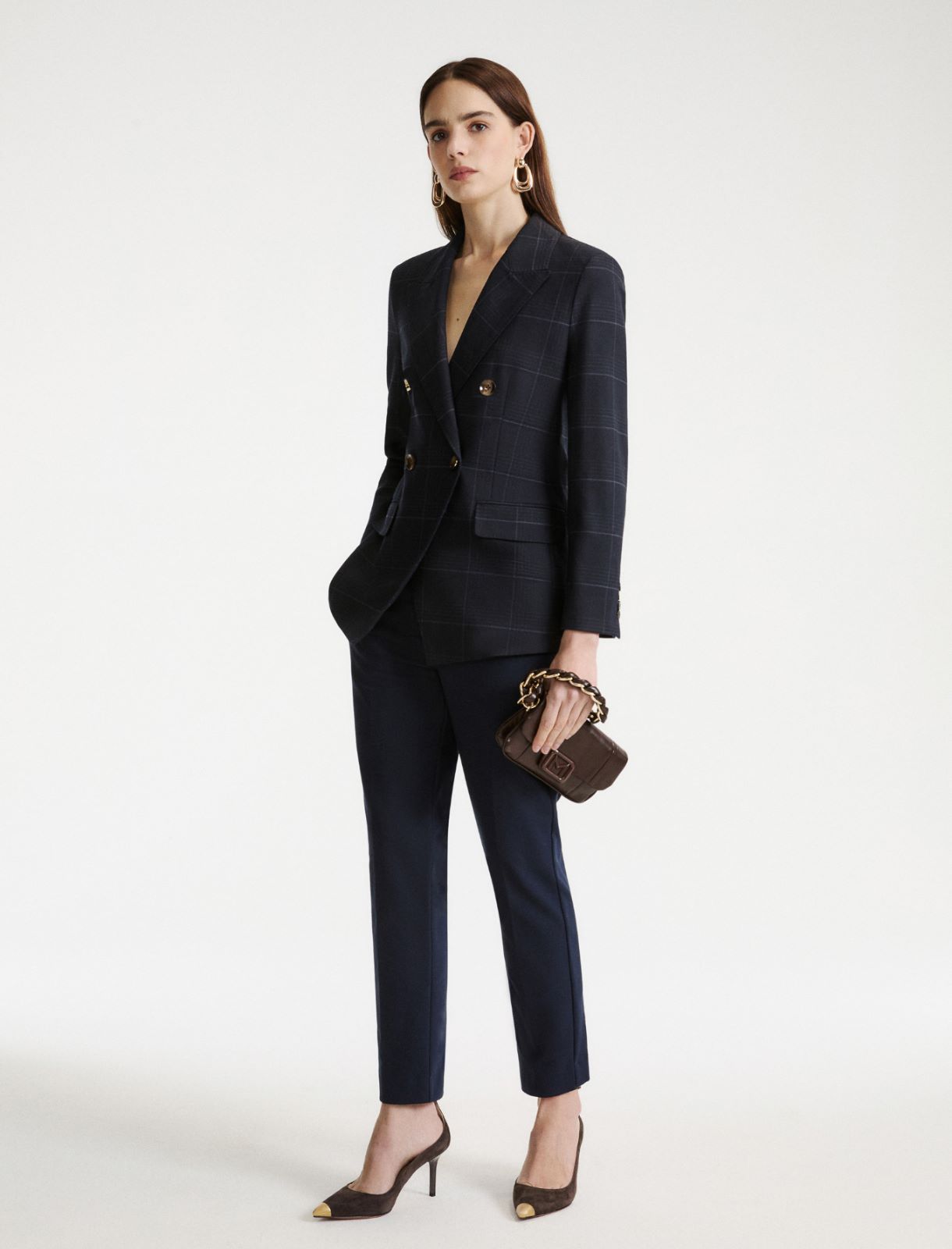 Blazer à double boutonnage en mélange de laine stretch - MARINE - Marella - 2