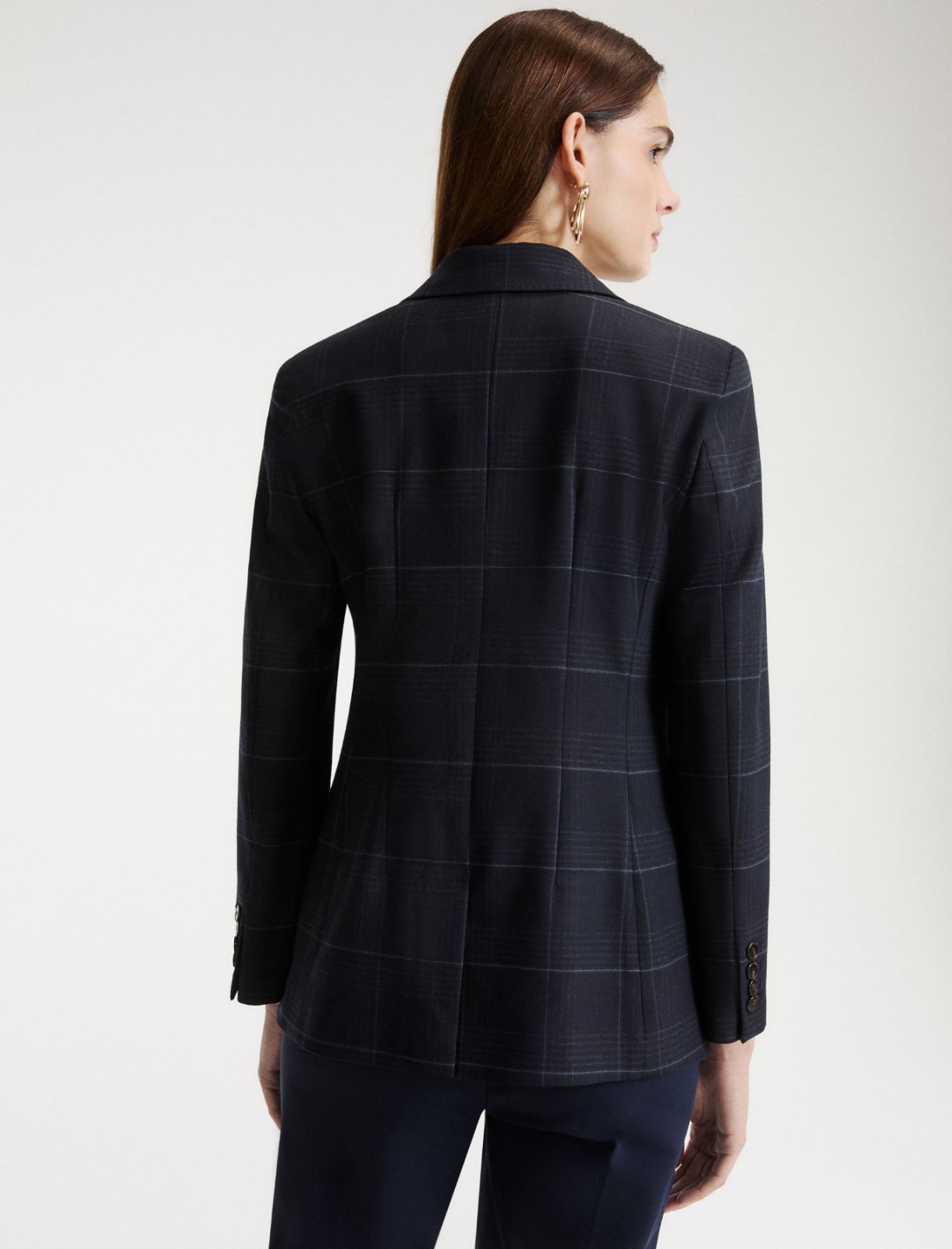 Blazer à double boutonnage en mélange de laine stretch - MARINE - Marella - 3