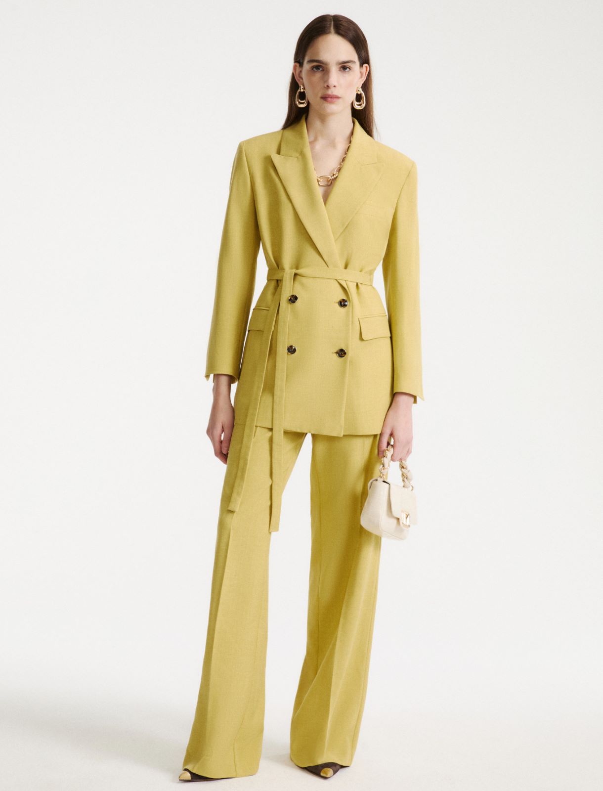 Doppelreihiger Blazer mit Gürtel - OLIV - Marella - 2