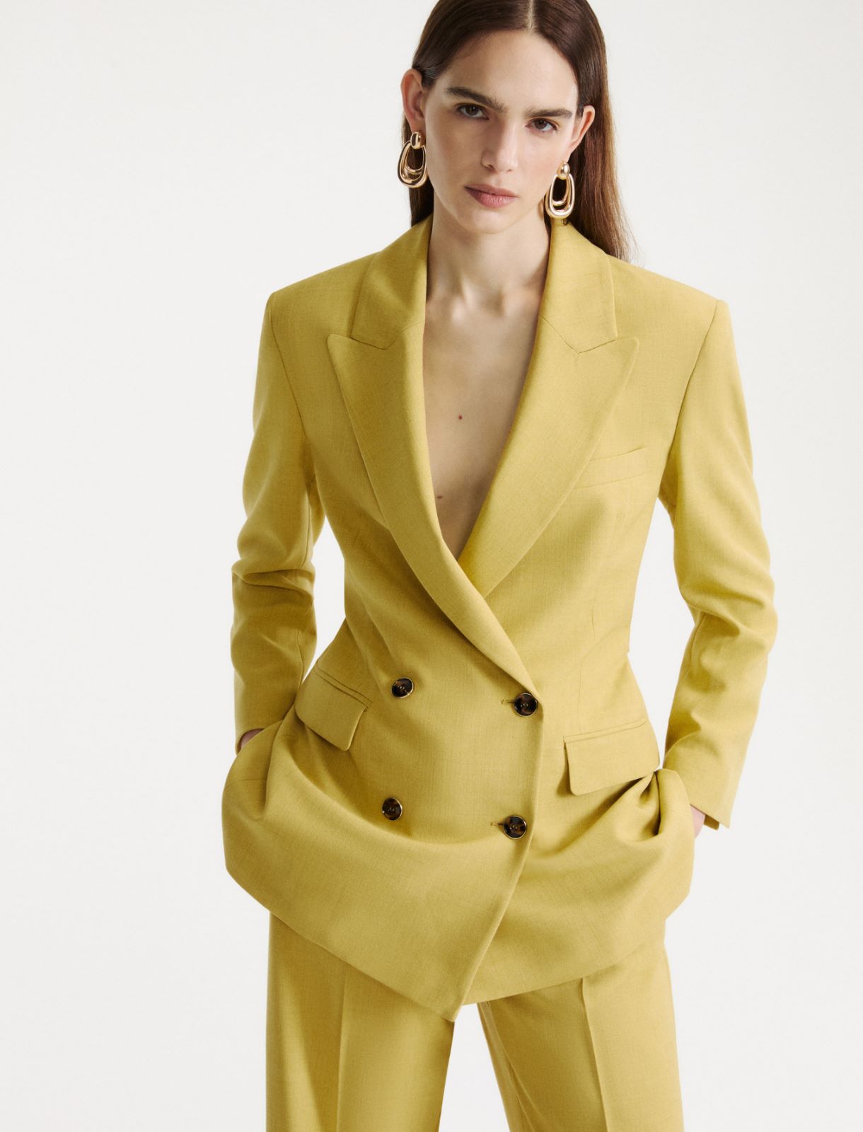 Doppelreihiger Blazer mit Gürtel - OLIV - Marella - 4