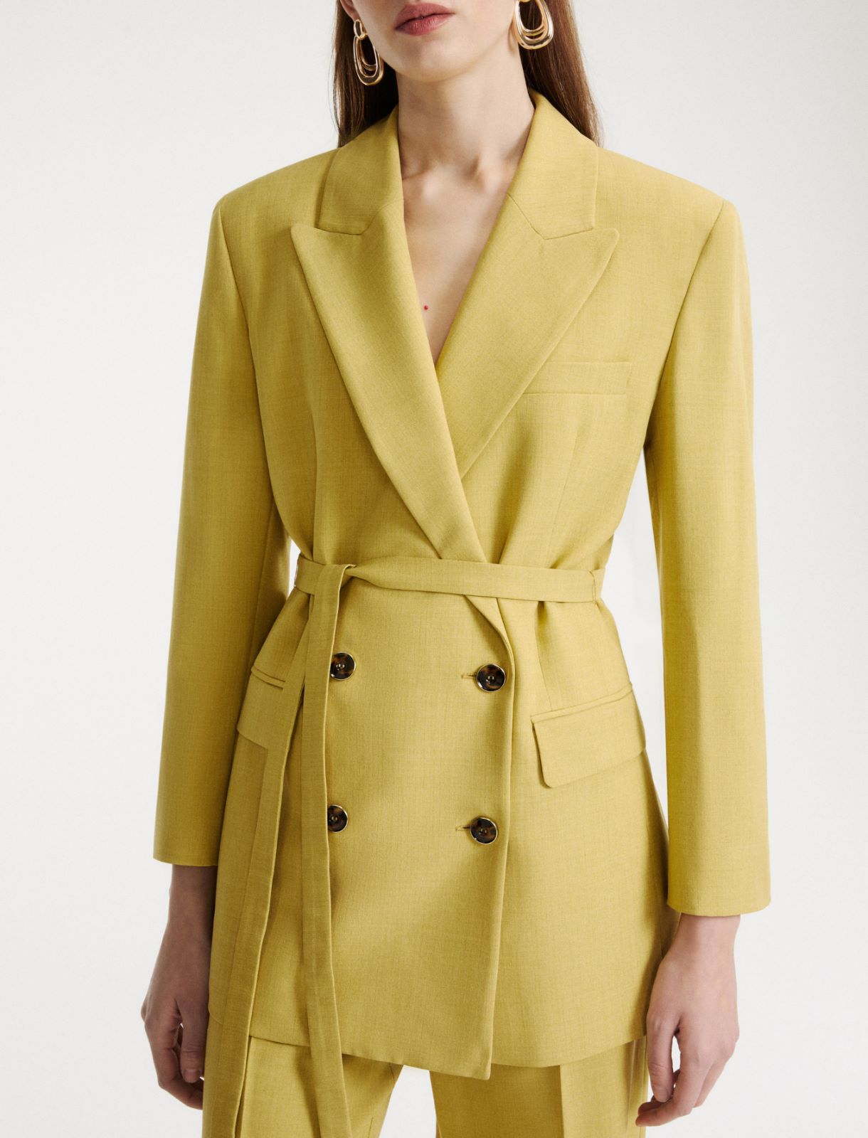 Doppelreihiger Blazer mit Gürtel - OLIV - Marella - 5